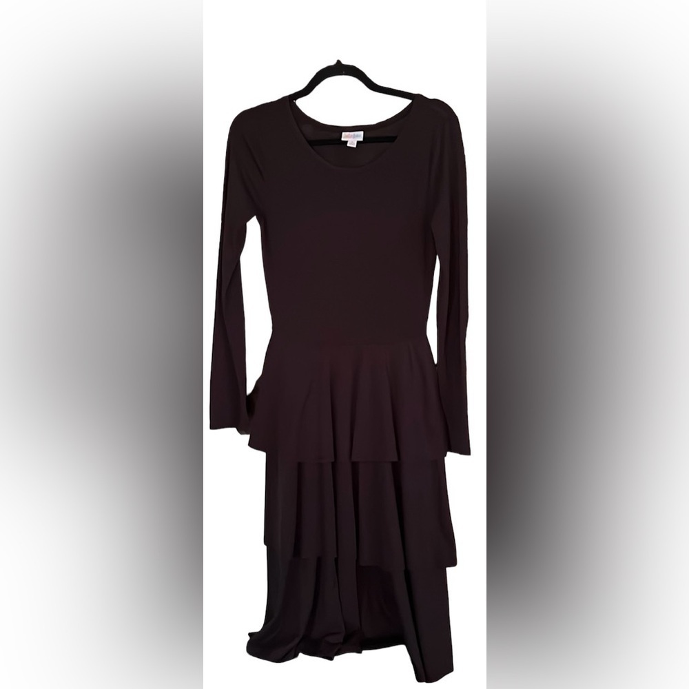LULAROE Black Long-Sleeved Three-Tiered Midlength Dress, Size S, EUC